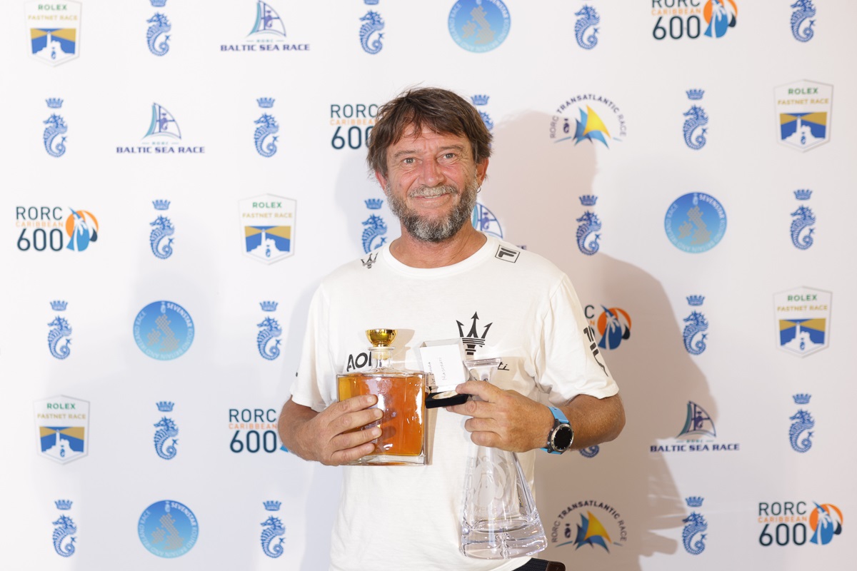 Giovanni Soldini, skipper of Maserati, winner of the MOCRA Class - Photo by Arthur Daniel